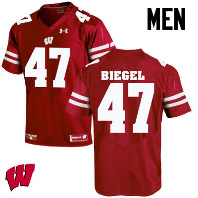 Men's Wisconsin Badgers NCAA #47 Vince Biegel Red Authentic Under Armour Stitched College Football Jersey AB31D15LQ